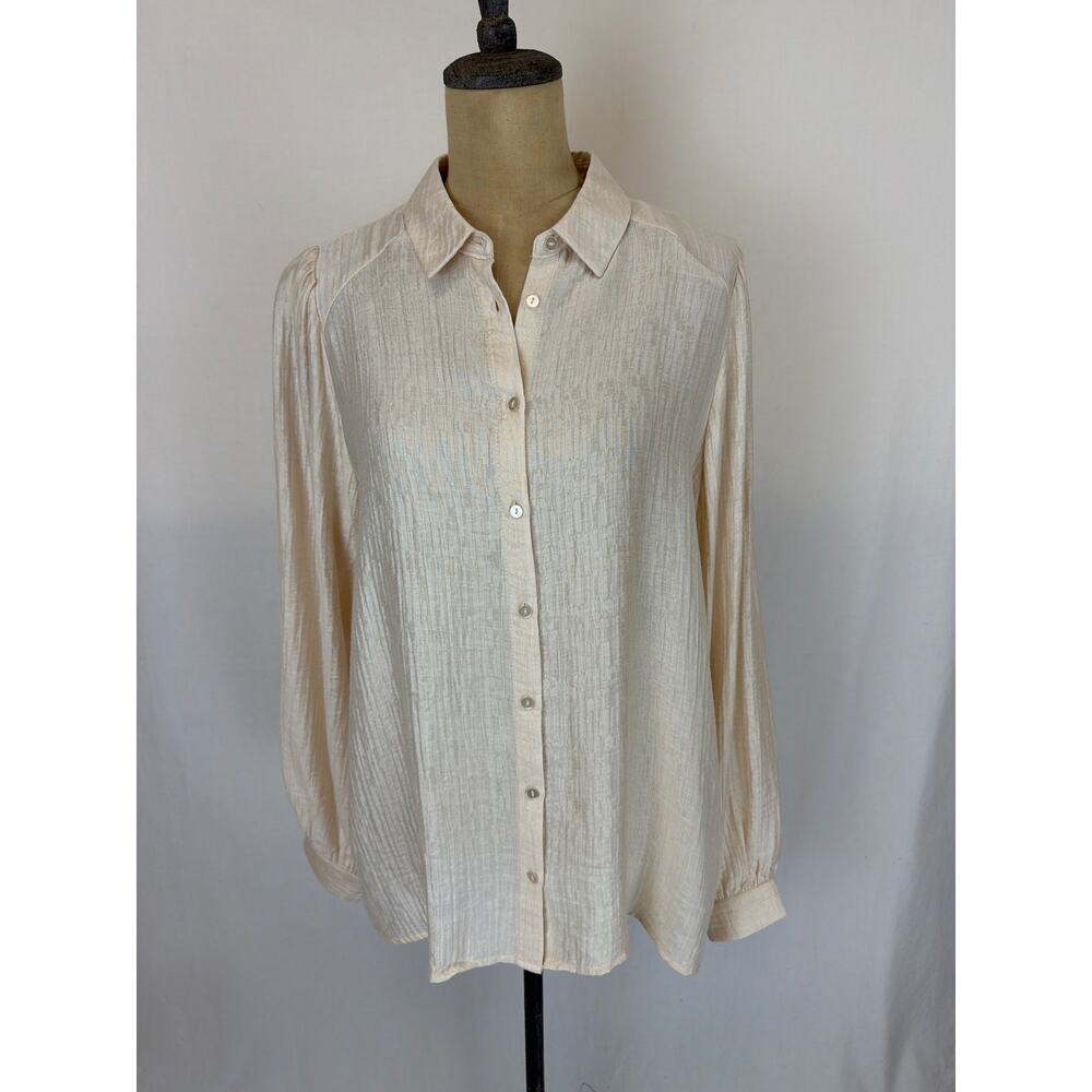 NWT Soya Concept Cream Button Front Classic Blouse Size S #0521